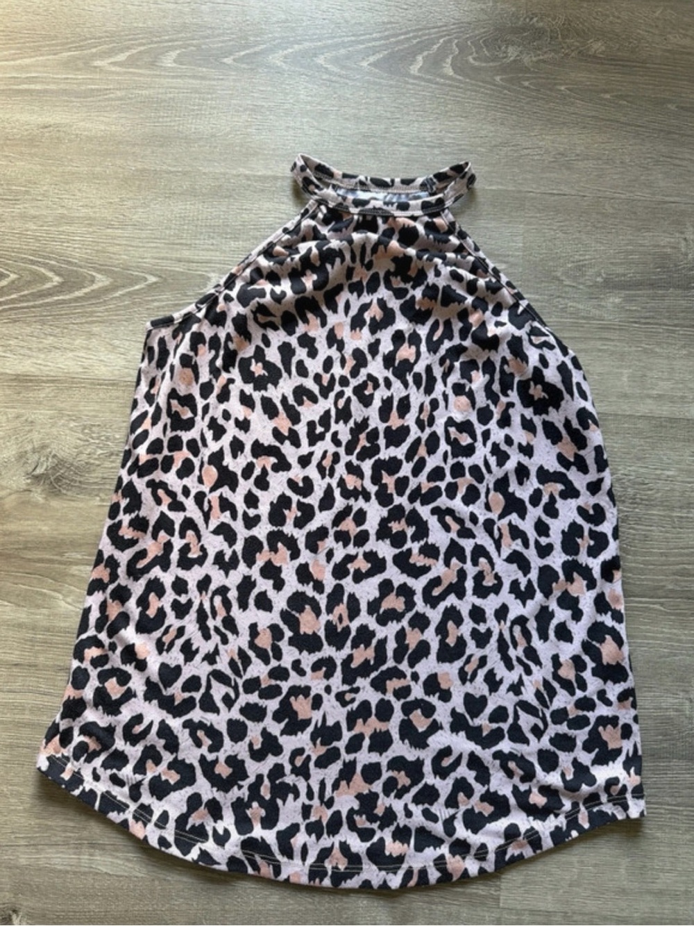 Leopard Print Halter Tank Top - Cream/Black